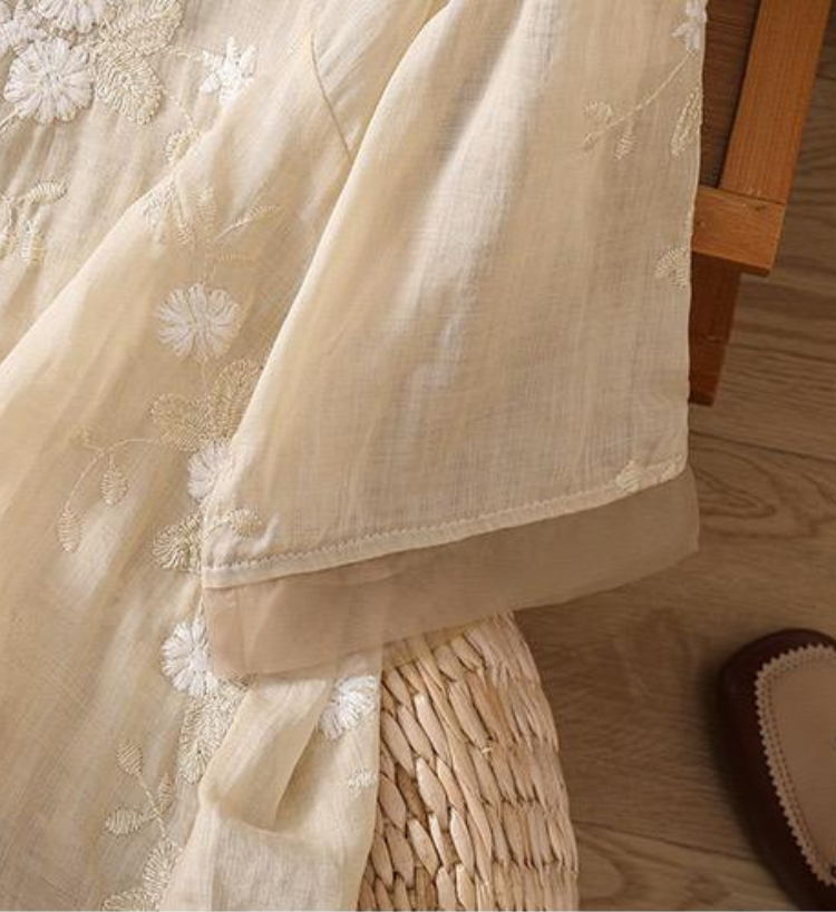 Mia - Pure Cotton Embroidered Shirt