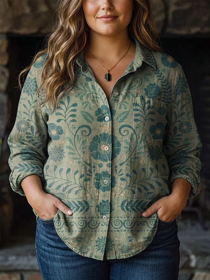 Emilia | Vintage Flower Print Casual Long Sleeve
